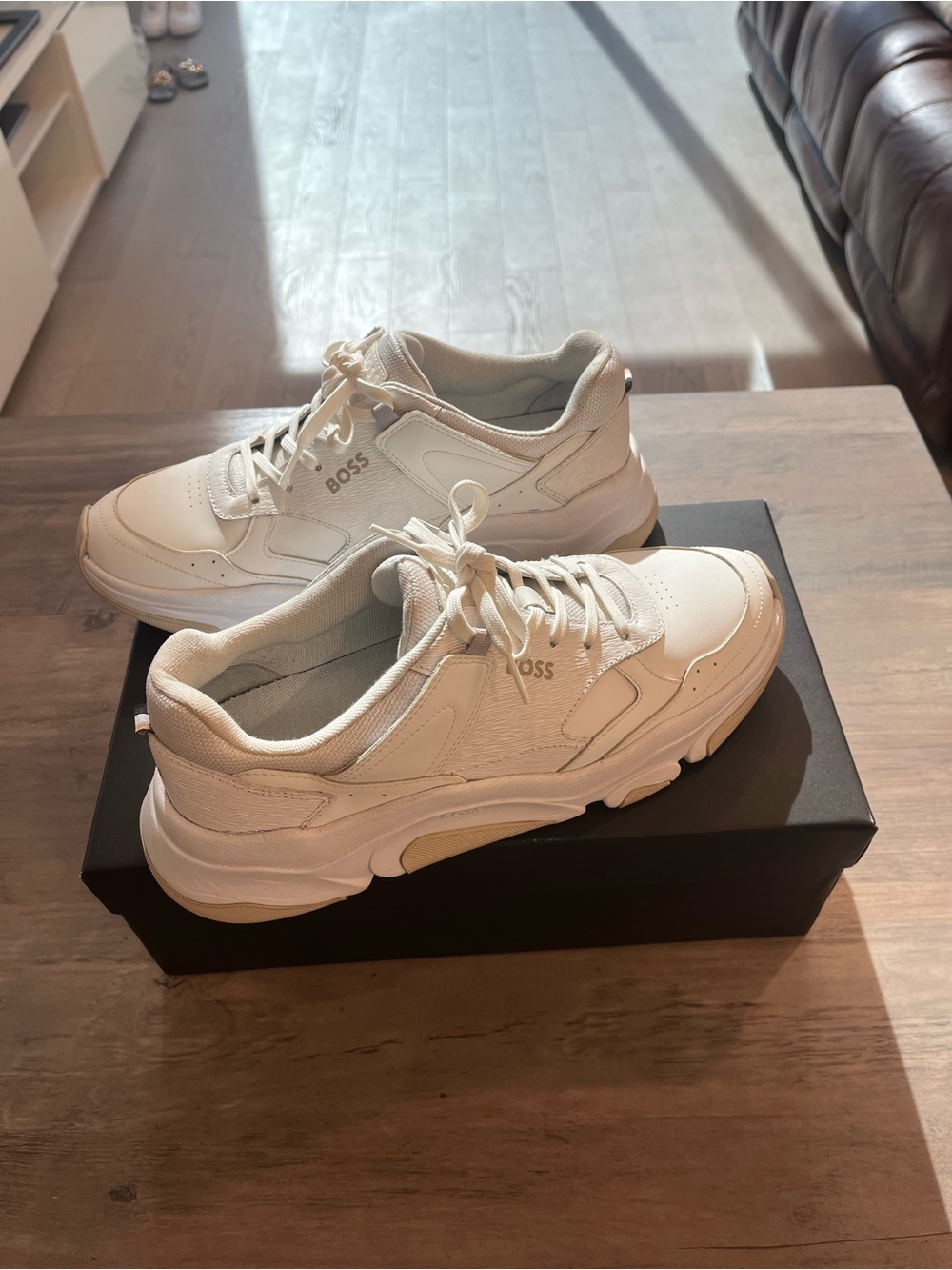 BOSS Men's Off-White Chunky Low-Top Sneakers